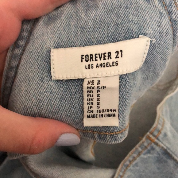 Forever 21 blue light wash denim overall dress - Picture 3 of 3